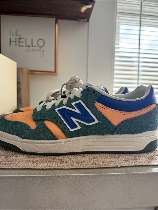 New Balance Shoes - New Balance Green and Orange Suede Leather Sneakers